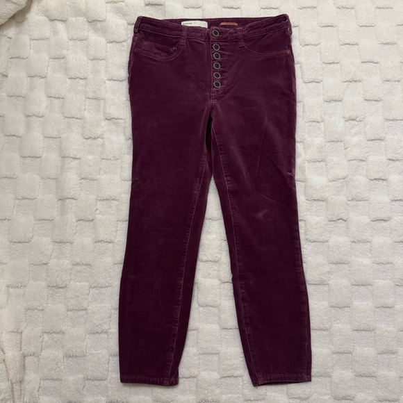 Anthropologie Pilcro Purple High-Rise Skinny Corduroy Pants Jeans Size 30 - Picture 2 of 6
